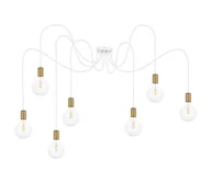 Lampy sufitowe - Żyrandol na lince MIROS 7xE27/60W/230V biały/złoty - miniaturka - grafika 1