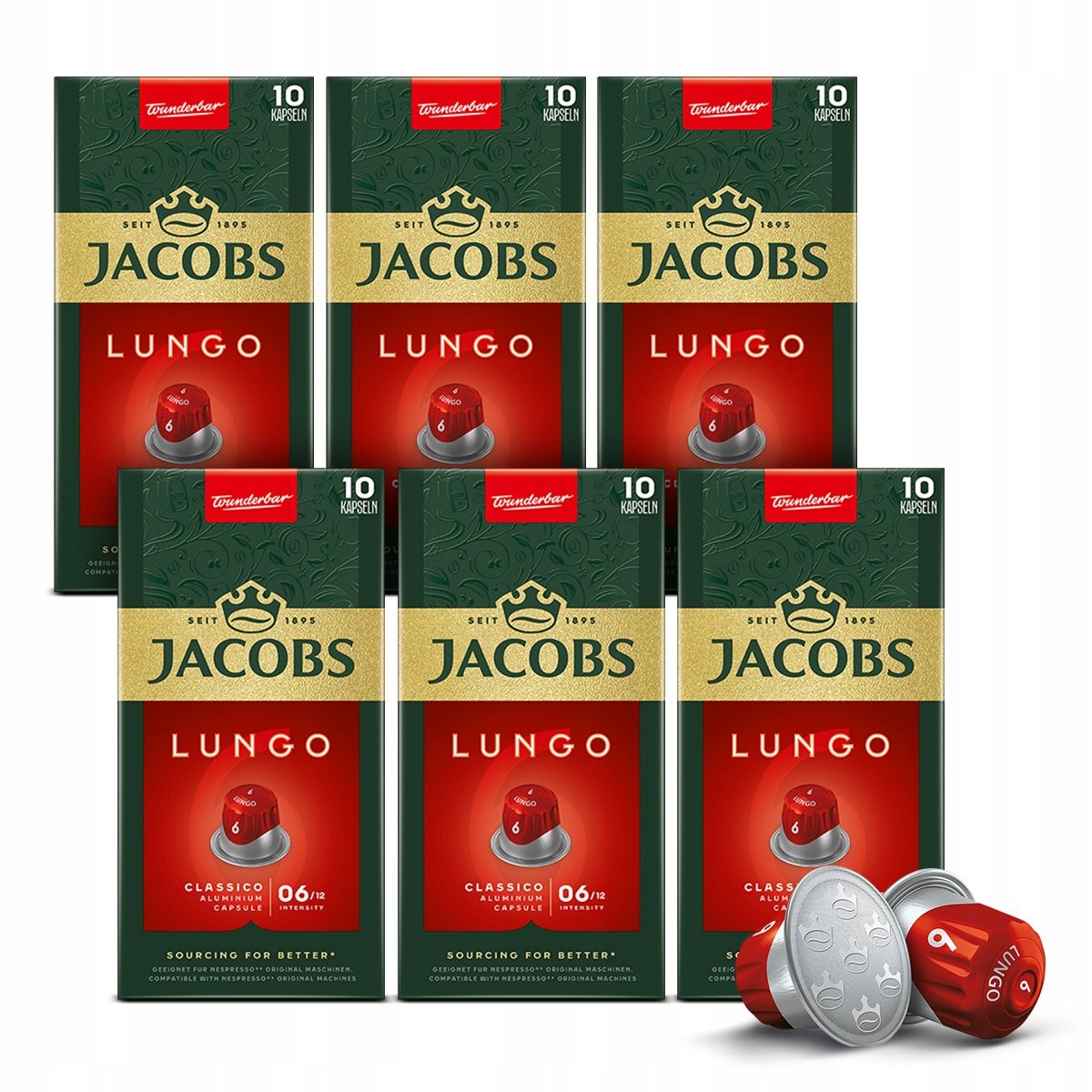 Kapsułki Jacobs Lungo Classico 6 do Nespresso(r)* 6x 10szt zestaw 60 kaw