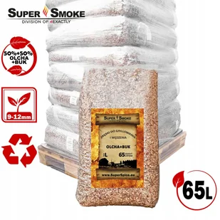 Zrębki Wędzarnicze Super Smoke OLCHA+BUK KL-10 (9-12mm) Large 65 Litrów - Artykuły masarskie - miniaturka - grafika 1