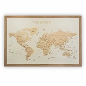 Mapy i plansze edukacyjne - Artglob, The World, Mapa świata 3D, grawerowana w drewnie, 840x550 mm - miniaturka - grafika 1