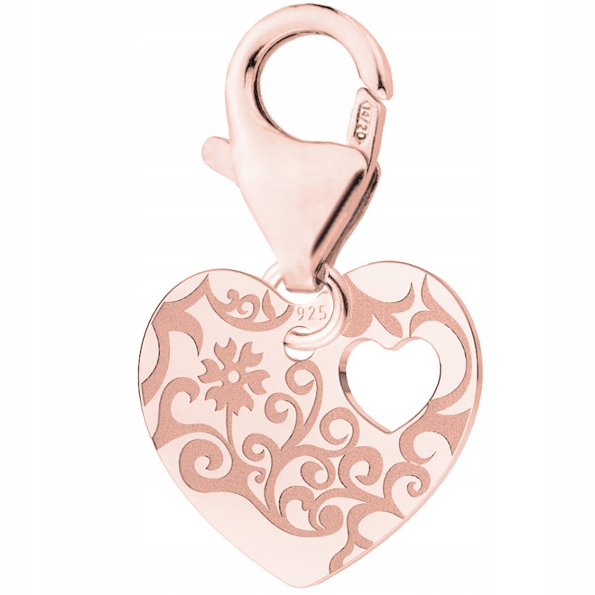Zawieszka Serce Rzeźbione różowe złoto 925