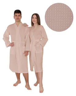 Lekki Beżowy Szlafrok Waffle Rozmiar L Tuva Home 5 Rozmiarów Gofer Unisex - Szlafroki damskie - miniaturka - grafika 1