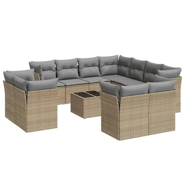 Zestaw mebli ogrodowych modułowych beżowy rattan PE, wymiary 55x62x69 cm,