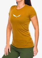 Koszulki i topy damskie - Koszulka damska Salewa Solid Dry S/S Tee - golden brown new logo - miniaturka - grafika 1