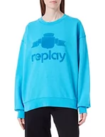 Bluzy damskie - Replay Bluza damska W3638C, 688 niebieska, XS - miniaturka - grafika 1