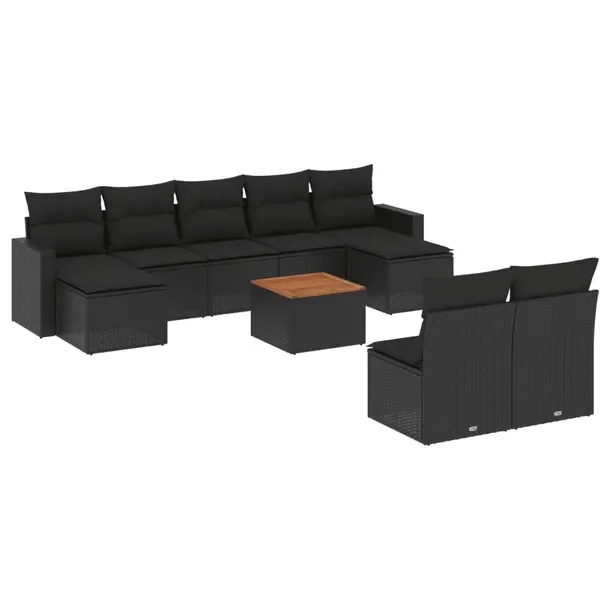 Modułowy zestaw mebli ogrodowych czarny z poduszkami 55 x 62 x 69 cm