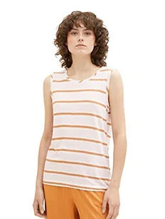 TOM TAILOR Damski top lniany w paski, 31955 - Lilac Brown Stripe, XXS - Koszulki i topy damskie - miniaturka - grafika 1