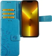 Etui i futerały do telefonów - Etui na telefon komórkowy Apple iPhone 13 z klapką i kieszenią na karty, kolor: kwiatowy niebieski - miniaturka - grafika 1