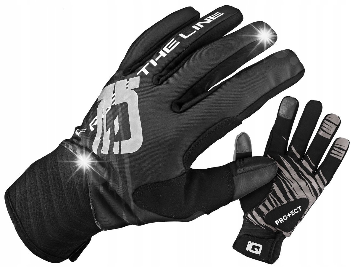 RĘKAWICZKI ROWEROWE IQ FORWARD DŁUGIE ZIMOWE CZARNE CIEPŁE NA RZEP / L