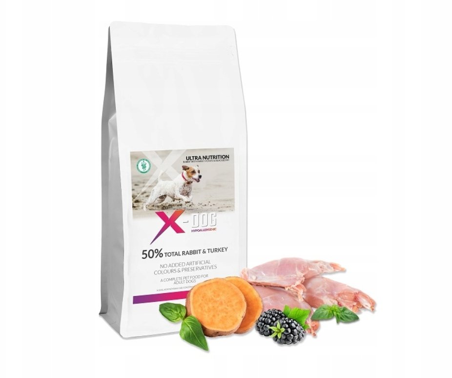 X-DOG ADULT M/L KRÓLIK BATAT JEZYNA 2KG