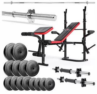 Zestaw Do Ćwiczeń 90Kg Z Ławką Ph2132 Sztangą Prostą 180 Cm, Zestawem Talerzy 55 Kg I Hantlami - Ławki treningowe - miniaturka - grafika 1