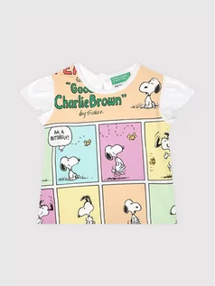 Koszulki dla chłopców - Benetton United Colors Of T-Shirt PEANUTS 3096C1564 Biały Regular Fit - grafika 1
