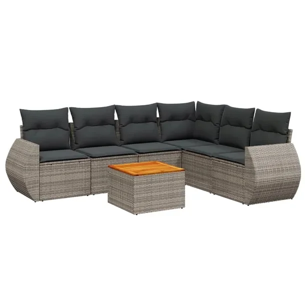 Zestaw mebli ogrodowych modułowych szary rattan PE 62 x 62 x 69 cm