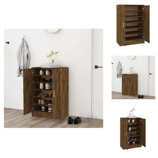 vidaXL Szafka na buty dąb wędzony 60x35x92 cm materiał drewnopochodny - Półki i szafki na buty - Szafki na buty - miniaturka - grafika 1