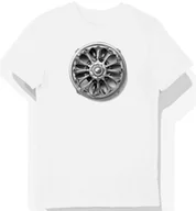 Koszulki męskie - Koszulka męska biała z Motywem Stylowego Srebrnego Silnika L - miniaturka - grafika 1