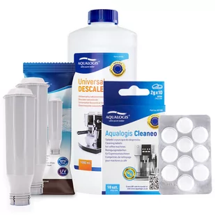 Zestaw Bosch - AL-TES46 2szt, Uniwersalny Odkamieniacz Aqualogis 1L, Tabletki Czyszczęce Aqualogis Cleaneo 10 szt. - Akcesoria i części do ekspresów do kawy - miniaturka - grafika 1