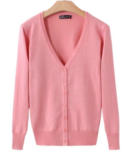 Sweter Damski Sweterek Rozpinany Kardigan Wiosna Jesień Dzianinowy Róż