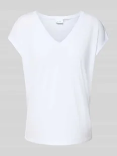 T-shirt z dekoltem w serek model ‘modala’ - Koszulki i topy damskie - miniaturka - grafika 1