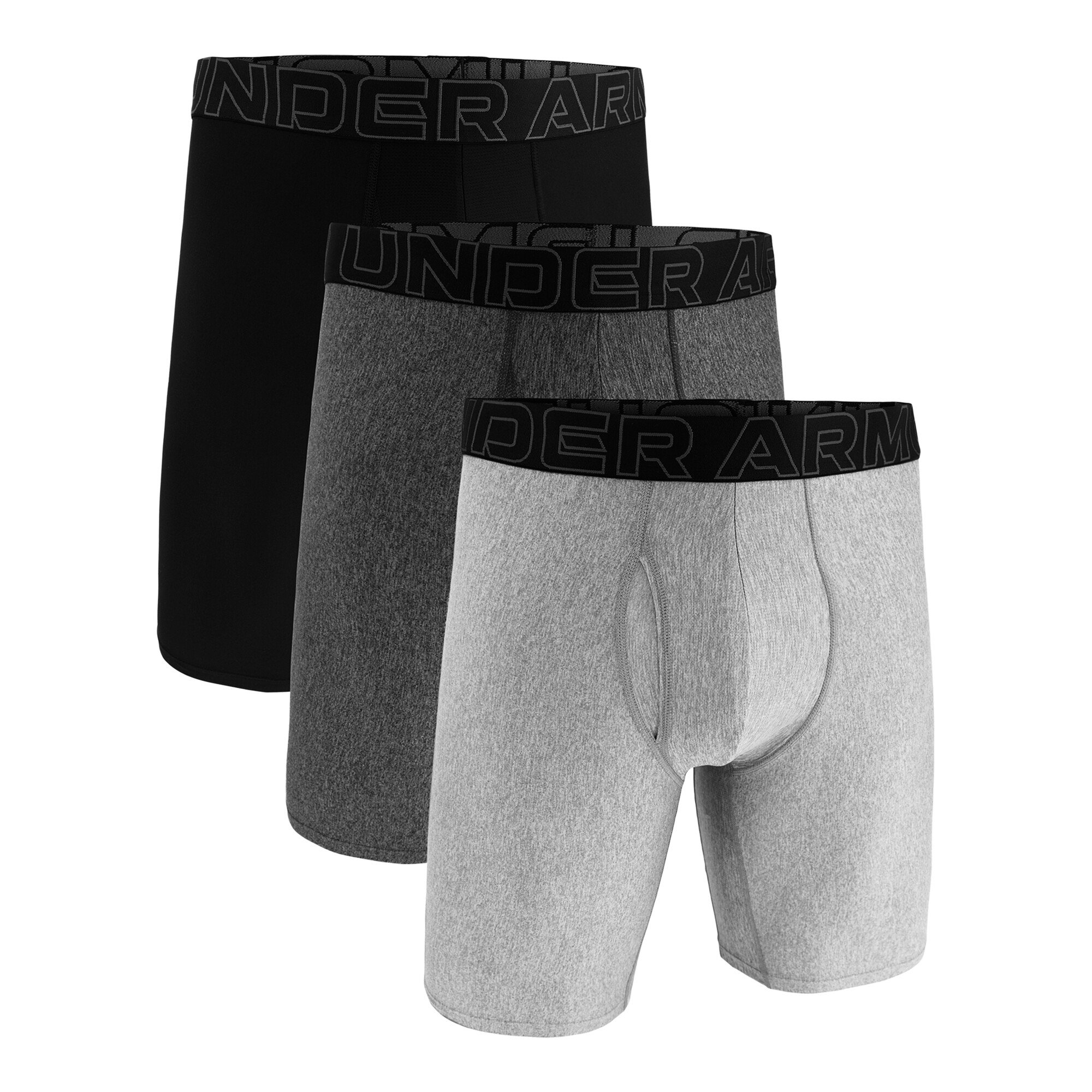 Bokserki męskie Under Armour Perf Tech Solid 9in 3Pack Steel Heather XL