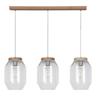 Britop LAMPA wisząca VASO 169110374 skandynawska OPRAWA szklany ZWIS słoiki przezroczyste drewno przezroczyste drewno - Lampy sufitowe - miniaturka - grafika 1