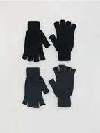 Czapki męskie - Reserved - Rękawiczki mitenki 2 pack - czarny - miniaturka - grafika 1