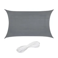 Parasole ogrodowe - Relaxdays Żagiel przeciwsłoneczny, prostokątny, 3 x 4 m, tkanina HDPE, stabilizowana UV, wklęsła, płótno żaglowe z linami napinającymi, ciemnoszary - miniaturka - grafika 1