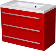 Szafki łazienkowe - Szafka łazienkowa czerwona 80cm FOKUS z umywalką - miniaturka - grafika 1
