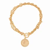 Łańcuszki - NASZYJNIK ŁAŃCUCH Z MONETĄ (C15/MON/25AU) - miniaturka - grafika 1