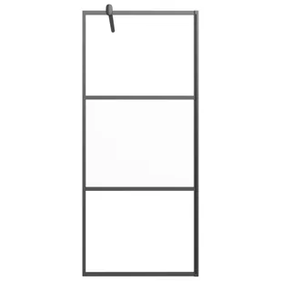 vidaXL VidaXL Ścianka prysznicowa z półką czarna, 100x195 cm ESG i aluminium - Ścianki i drzwi prysznicowe - miniaturka - grafika 5