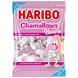 Haribo, pianki serduszka Chamallows Hearts, wanilia i truskawka, 200g - Żelki - miniaturka - grafika 1