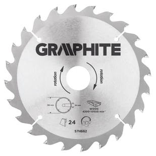 Graphite tarcza do drewna 185mm 24 zęby widia 57H662 - Tarcze do pił - miniaturka - grafika 2