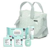 Kosmetyki kąpielowe dla dzieci - Suavinex, Wózek dziecięcy z kosmetykami: żel szampon Syndet 300 ml + balsam nawilżający 300 ml + maść 75 ml + Baby Cologne 100 ml + chusteczki 72 szt. miętowy - miniaturka - grafika 1