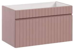 PUDROWA Szafka pod umywalkę WISZĄCA PUDROWY RÓŻ 80 cm Szuflada FREZOWANY FRONT - Szafki łazienkowe - miniaturka - grafika 1