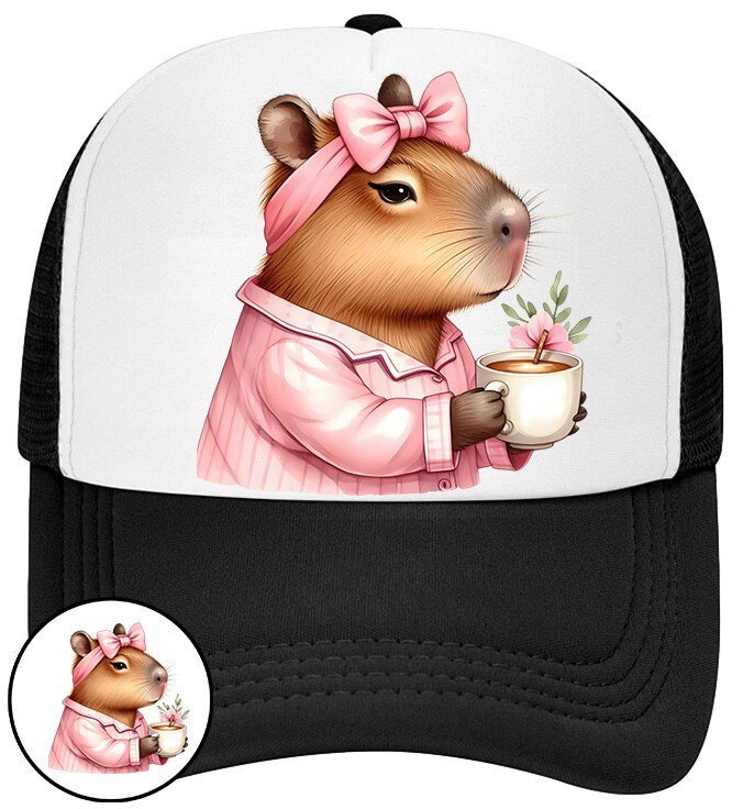 Czapka Z Daszkiem Kapibara Czarna Dla Dzieci Bejsbolówka Siatka Prezent