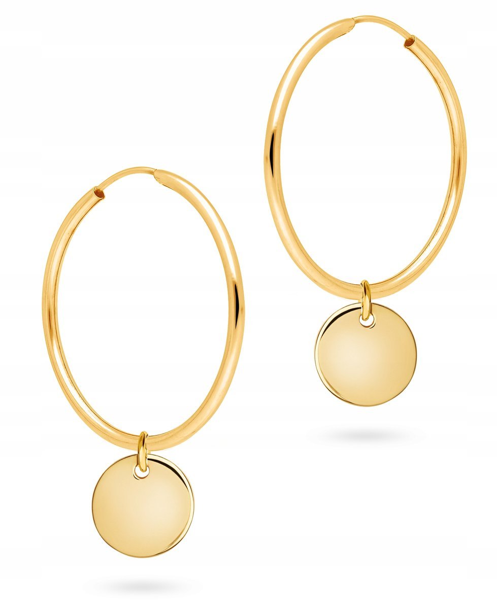 PIĘKNE ZŁOTE KOLCZYKI WISZĄCE KÓŁKO 585