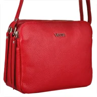 Torebki damskie - Modna skórzana listonoszka VEZZE czerwona - miniaturka - grafika 1