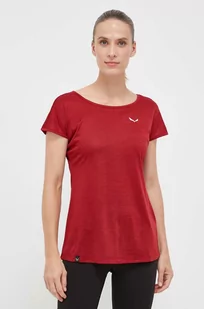 Salewa t-shirt sportowy Puez Melange kolor bordowy - Koszulki sportowe damskie - miniaturka - grafika 1
