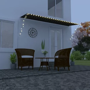 vidaXL Markiza zwijana z LED, 400 x 150 cm, antracytowa vidaXL - Markizy - miniaturka - grafika 1