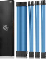 Kable komputerowe i do monitorów - AsiaHorse Zestaw przedłużaczy kabli do zasilacza ATX 4 KIT Niebieskie 18 AWG AsiaHorse Sleeved - miniaturka - grafika 1