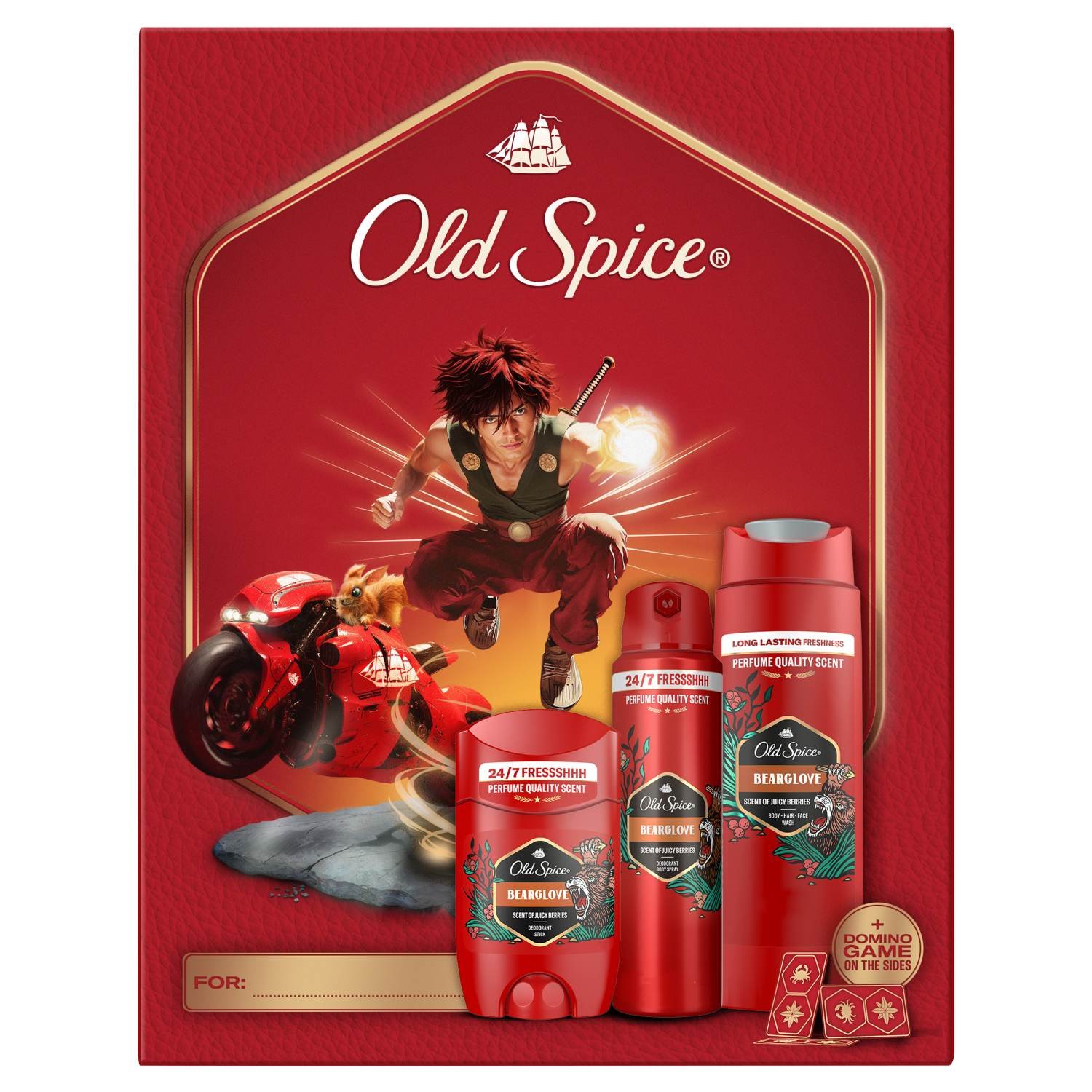 Old Spice zestaw Bearglove: Deo stick 50 ml + Deo spray 150 ml + Żel pod prysznic 250 ml