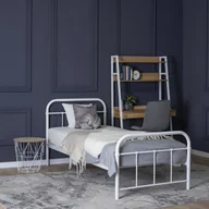 Łóżka - Mebel Elite Łóżko Metalowe Jednoosobowe 90x200 cm ze Stelażem PABLO Metalowe Białe - miniaturka - grafika 1