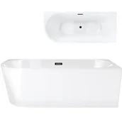 Wanny - Wanna narożna przyścienna 150 cm Intero Corsan Prawa korek klik-klak czarny - miniaturka - grafika 1