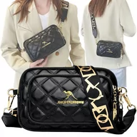 Nerki - Torba Saszetka Damska Crossbody Nerka Na Ramię Skórzana Pikowana Czarna - miniaturka - grafika 1