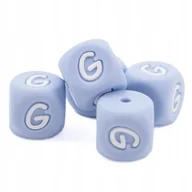 Dekoratorstwo - Silikonowy koralik 12 mm Alfabet do zawieszki Niebieski 5szt Litera G - miniaturka - grafika 1