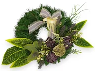 Sztuczne kwiaty - OKRĄGŁY STROIK WIĄZANKA NA CMENTARZ DEKORACJA POD ZNICZ - miniaturka - grafika 1