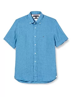 Tommy Hilfiger Męska koszula lniana farbowana pigmentowo Rf S/S na co dzień, Szokujący niebieski, M - Koszule męskie - miniaturka - grafika 1