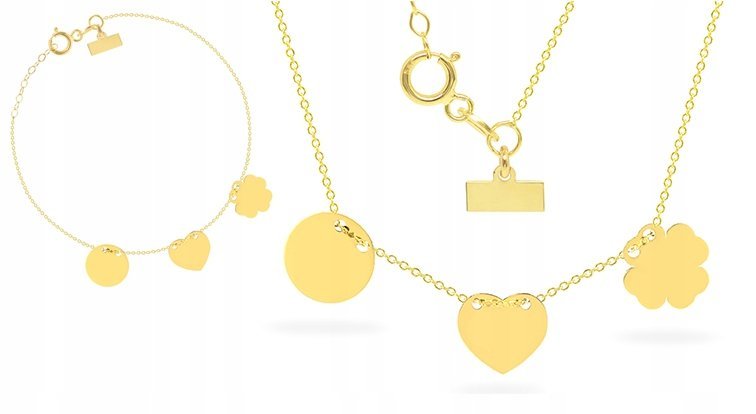 ZŁOTY KOMPLET NASZYJNIK BRANSOLETKA 333 GRAWERUNEK