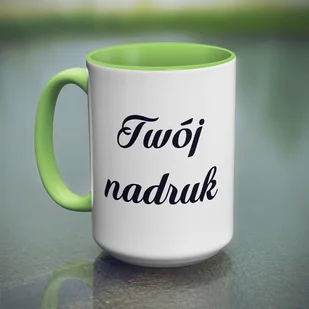 Duży kubek XXL z jasnozielonym wnętrzem i uszkiem z Twoim nadrukiem - Kubki - miniaturka - grafika 1