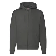 Bluzy męskie - Bluza męska rozpinana z kapturem Premium Fruit of the Loom - Ciemnoszary XXL - miniaturka - grafika 1