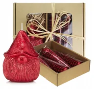 Świece - Zestaw świąteczny świece skrzat stroikowa czerwona - miniaturka - grafika 1